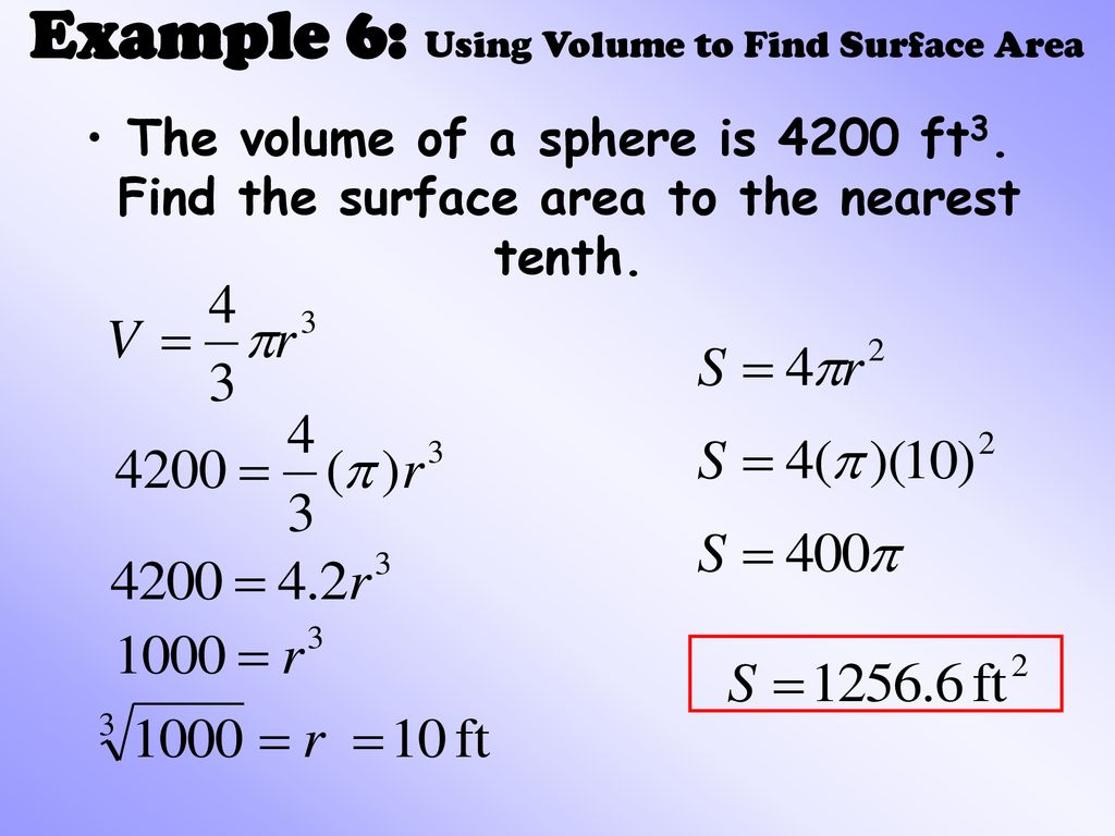 Find the surface area 2024 of a sphere